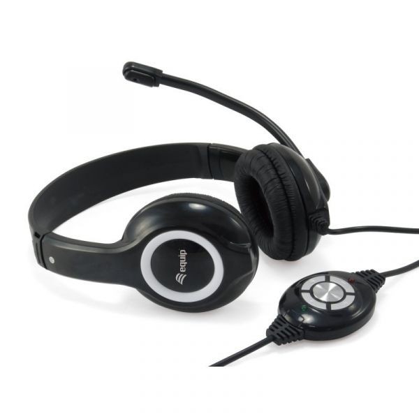 Equip auscultadores com microfone e controlo de som